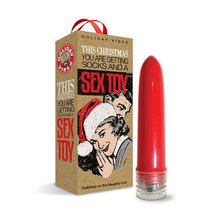 Naughty List Gift Socks And A Sex Toy 4 in. Multi-Speed Vibe With Storage Bag-0