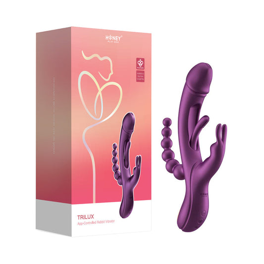 Honey Play Box Trilux Kinky Finger Rabbit Vibrator with Anal Beads Purple-0